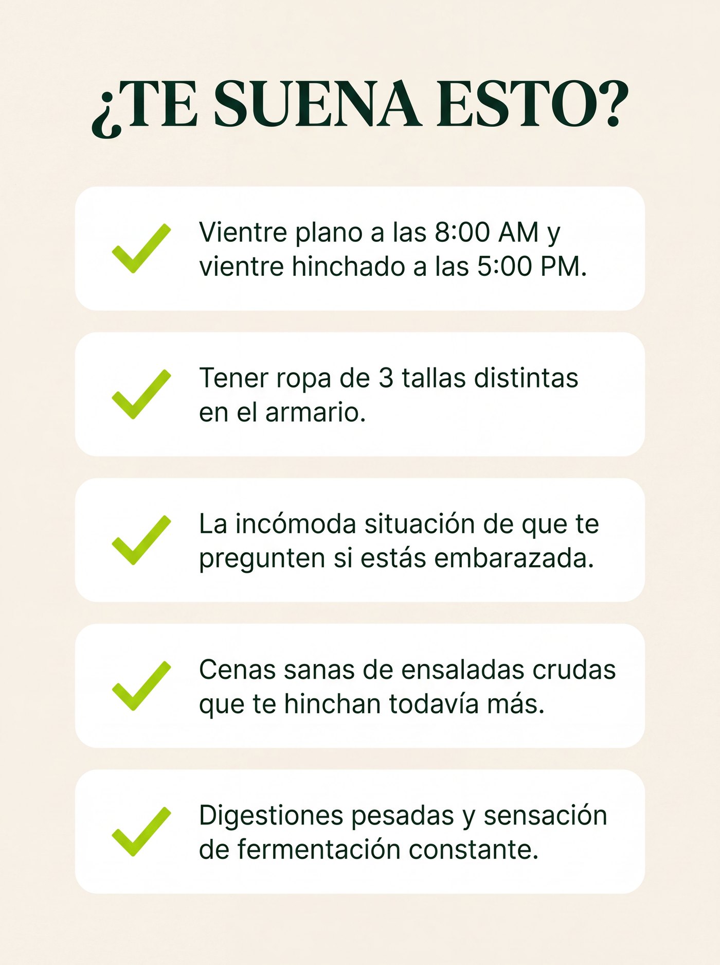 ¿Te suena esto? Checklist de síntomas de hinchazón abdominal
