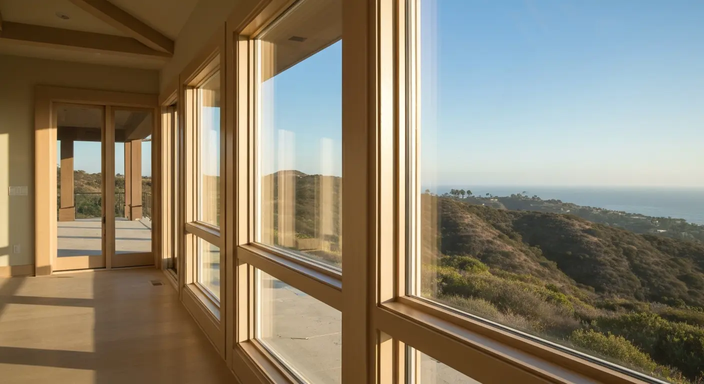 Custom window installation in new Laguna Niguel construction