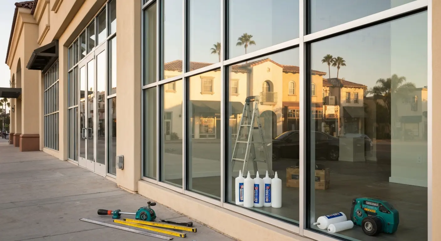 Commercial storefront window installation