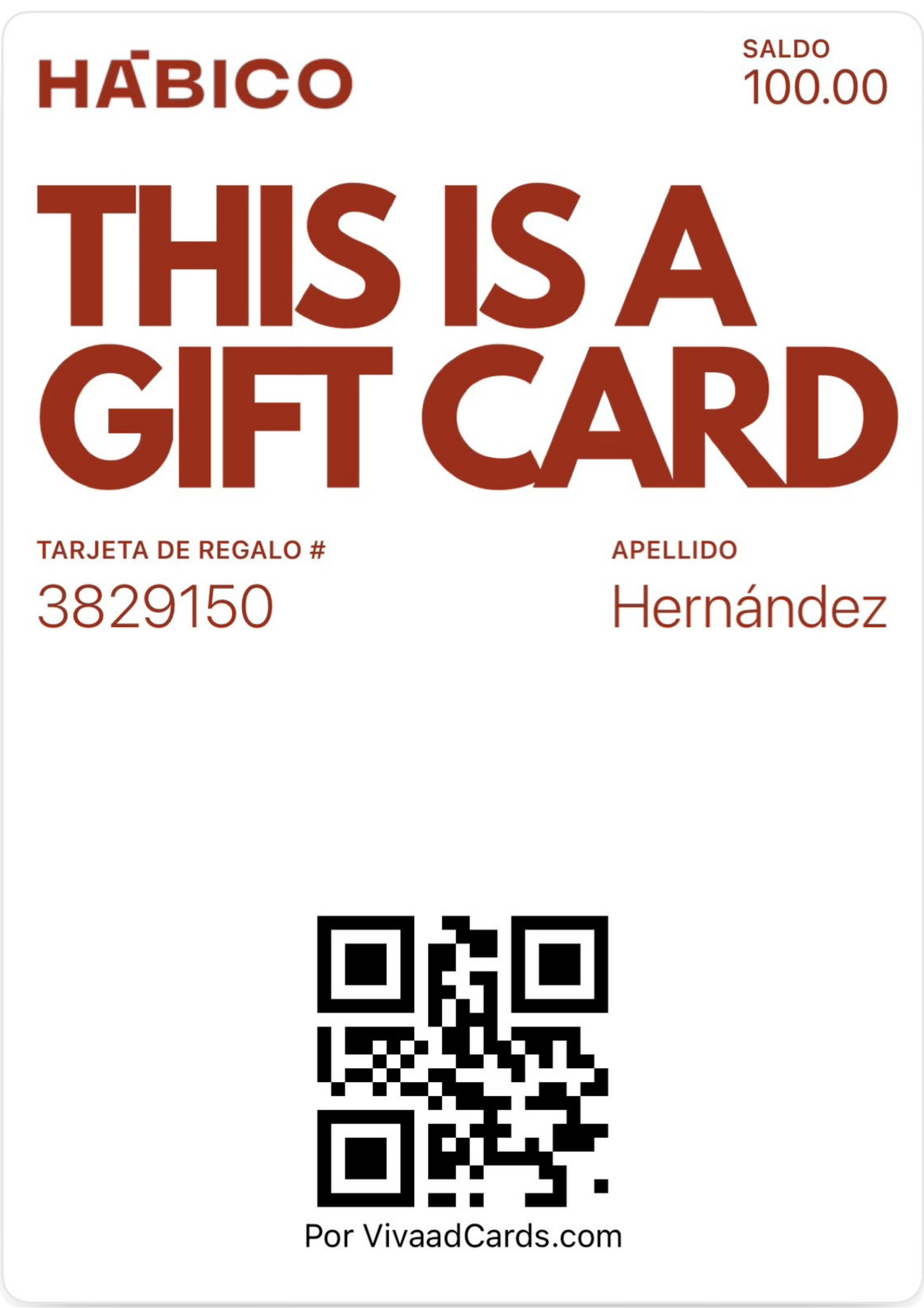Gift card Hábico