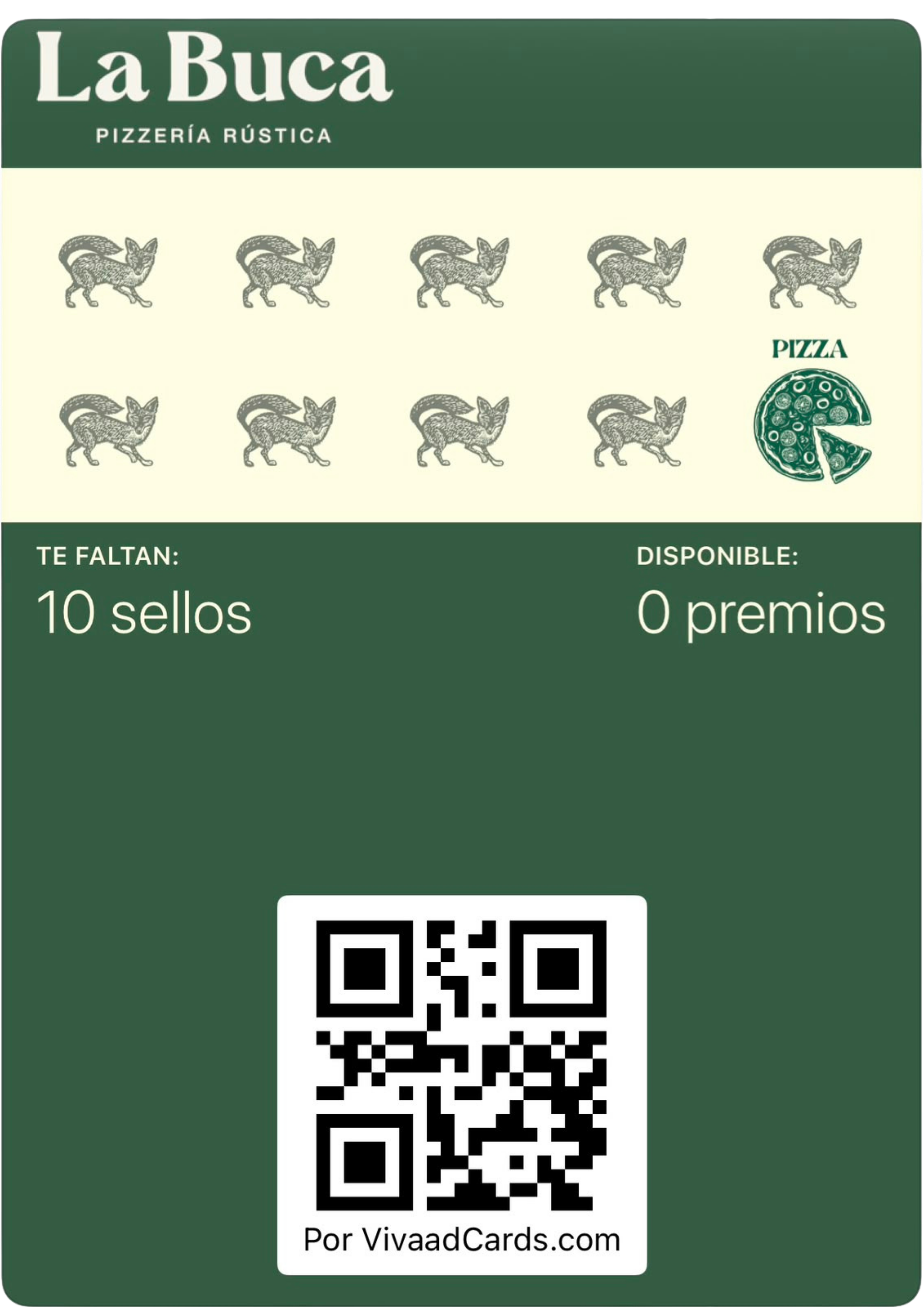 Tarjeta de sellos La Buca