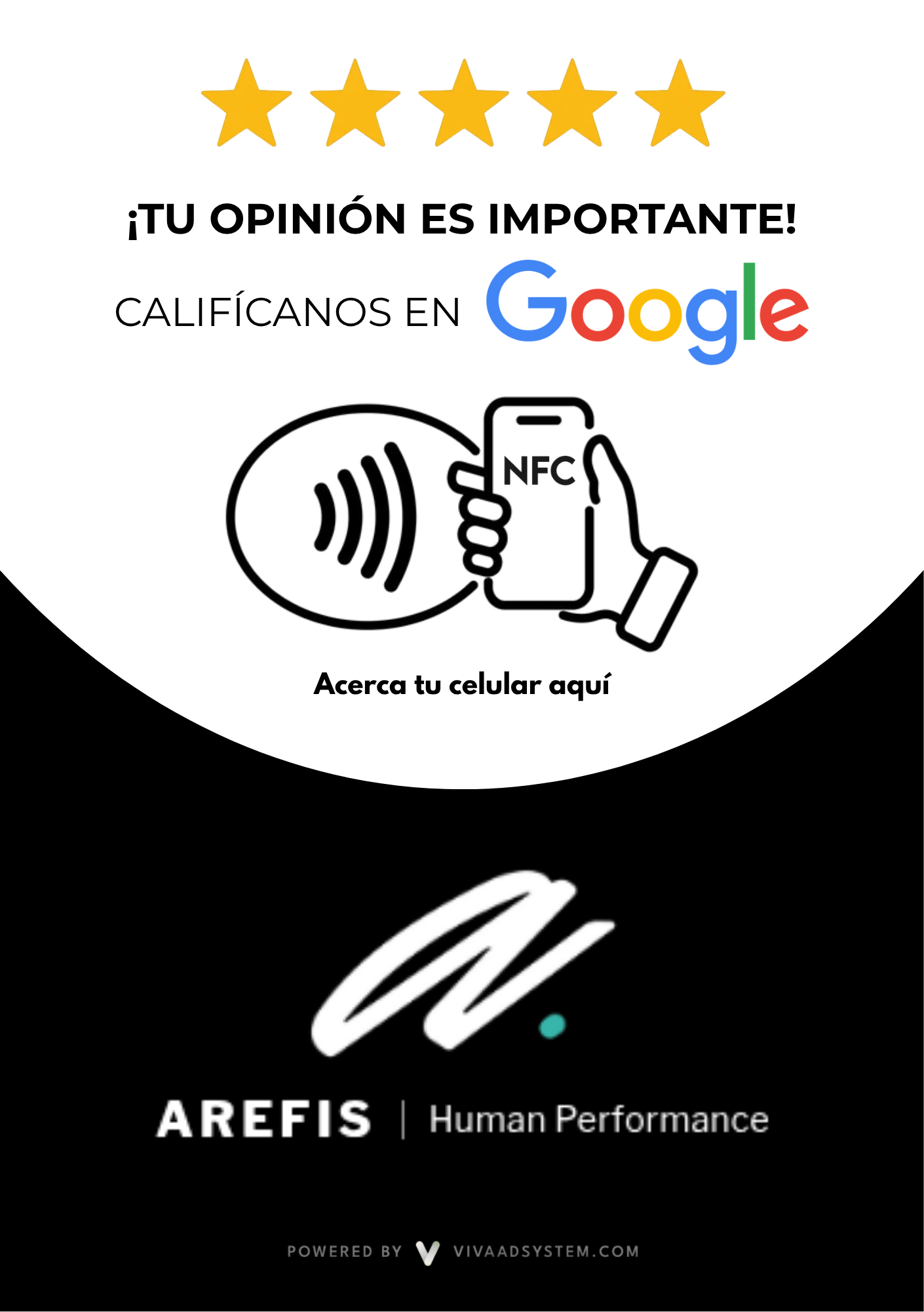 Stand de reseñas Vivaad, frente con chip NFC