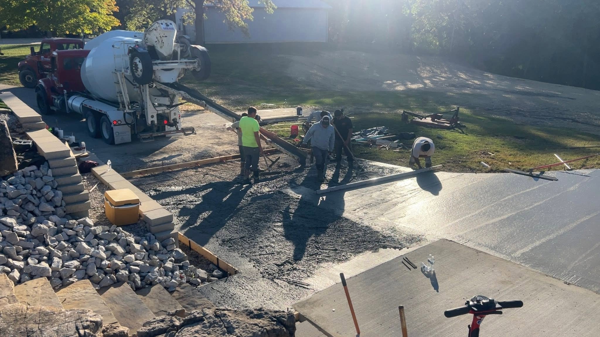 Newly installed concrete driveway by JW Concrete Construction