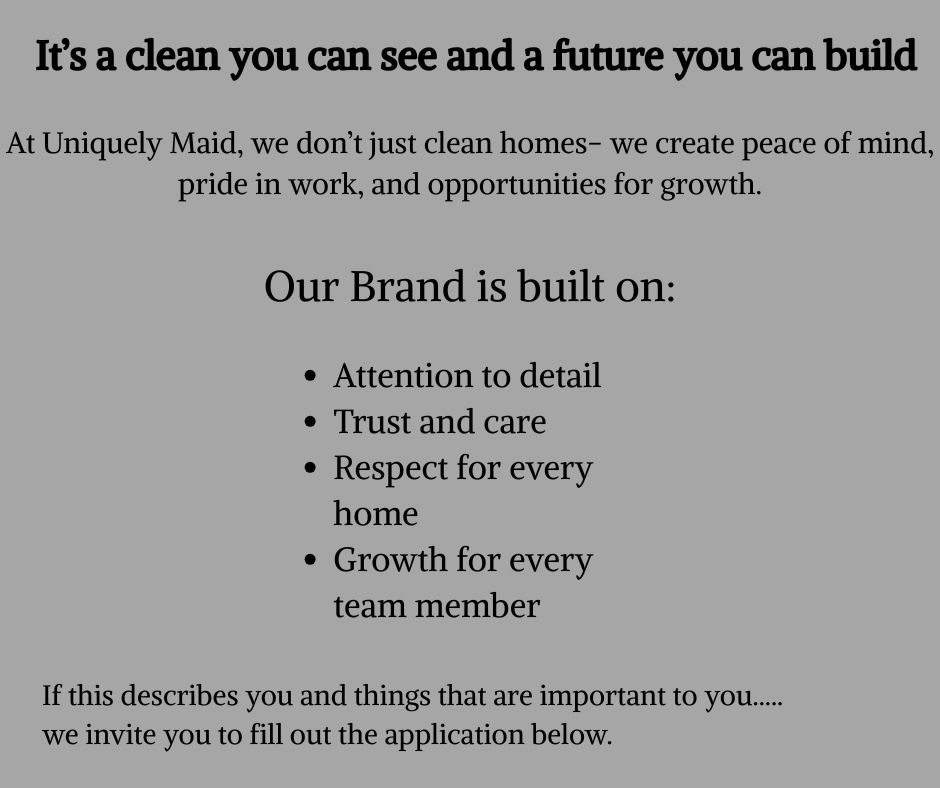 CAREERS- Uniquely Maid Cleaning Service