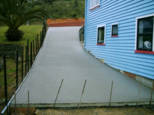 Exposed-aggregate concrete driveway