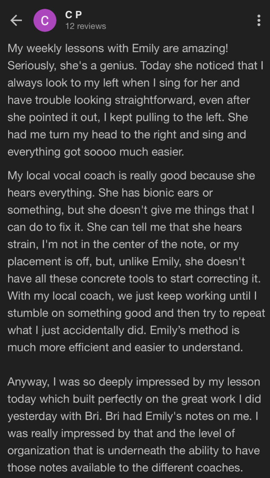 Student testimonial