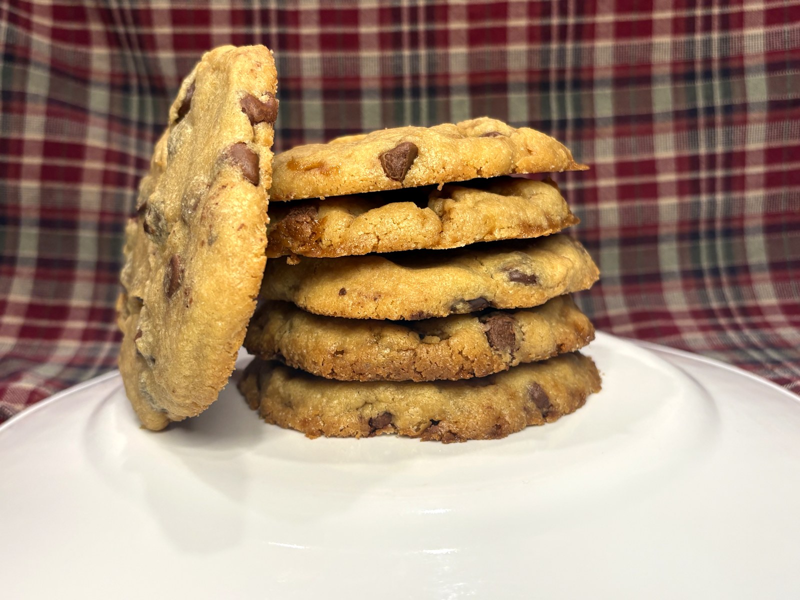 A stack of chocolate chip cookies