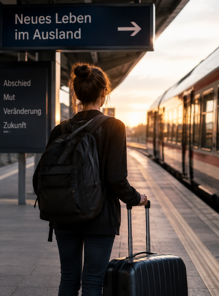 Frau am Bahnhof verlässt das Land Frau am Bahnhof verlässt das Land