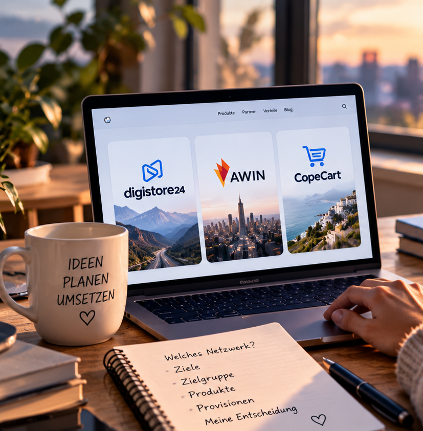 Digistore24 vs. Awin vs. CopeCart – Affiliate-Netzwerke für Anfänger im Vergleich und Einstieg ins Affiliate-Marketing.