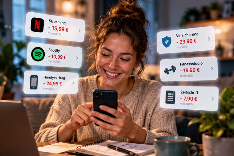 Frau freut sich über ihre sotierte Finanzen auf dem Smartphone.