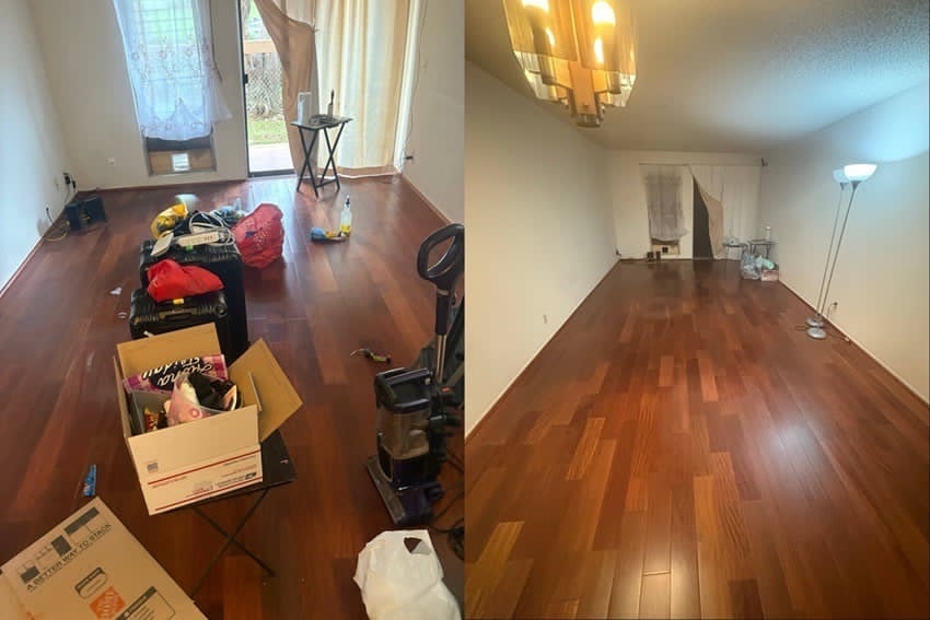 Before and after — living room