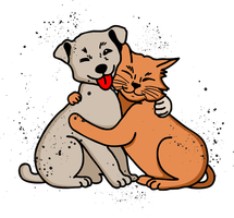 An icon of a pet cat and dog carrying some outside dirt