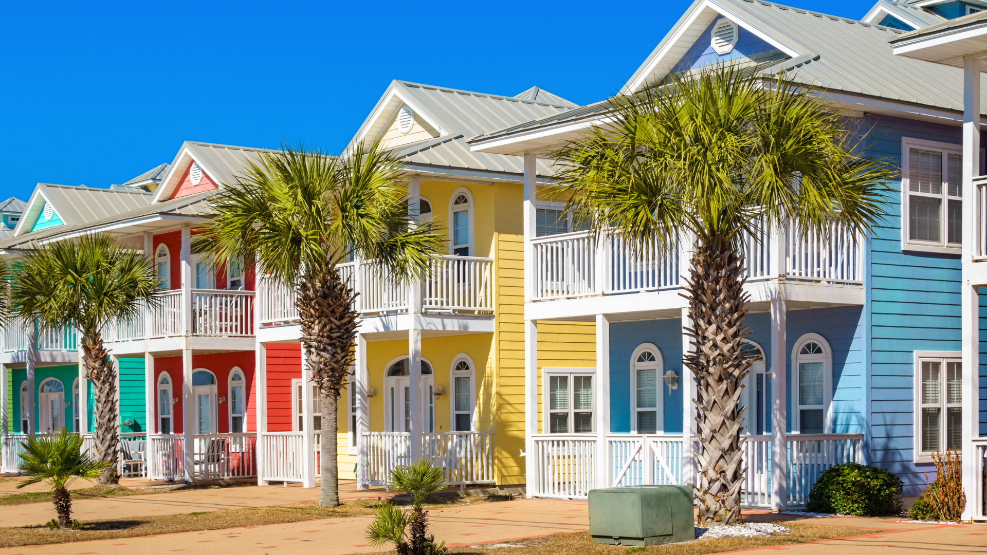 Colorful coastal apartment buildings