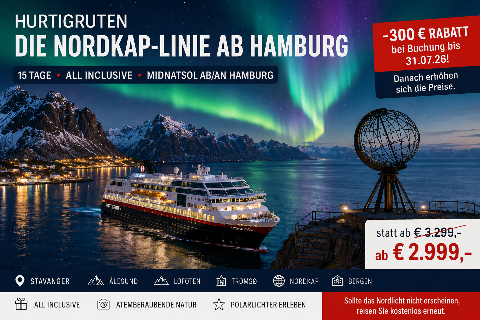 Mit Hurtigruten zum Nordkap, Norwegens Küste hautnah erleben