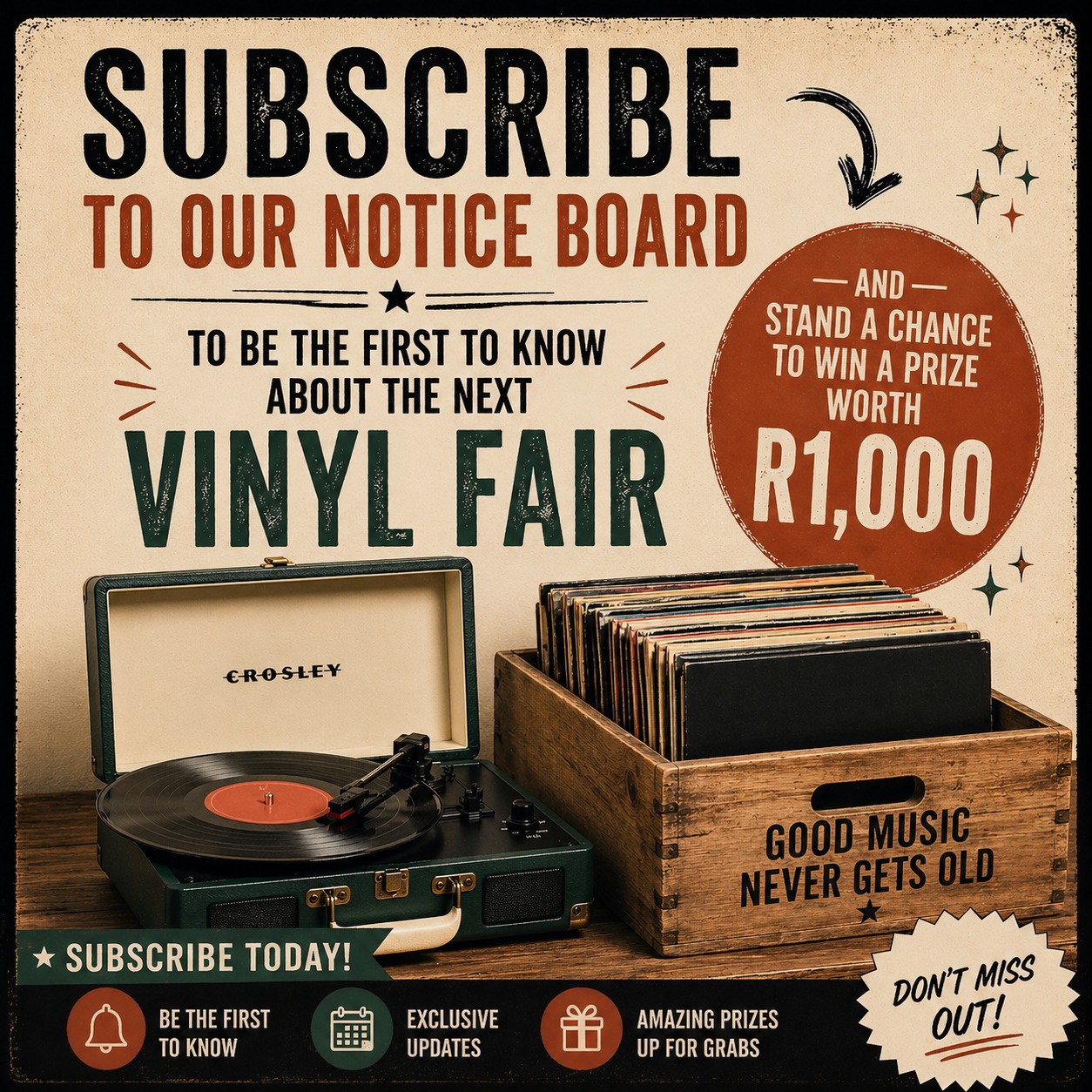 Win a record player and crate of records worth R1,000