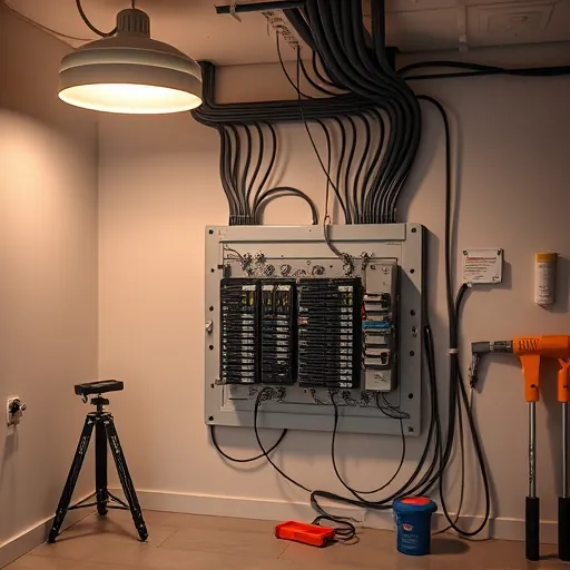 Completed electrical installation in Keller TX with organized panel, quality wiring, modern fixtures, and clean surroundings.