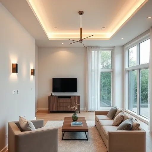 A modern living space in Mansfield TX with sleek lighting, stylish switches, and plush furniture creates a polished aesthetic.