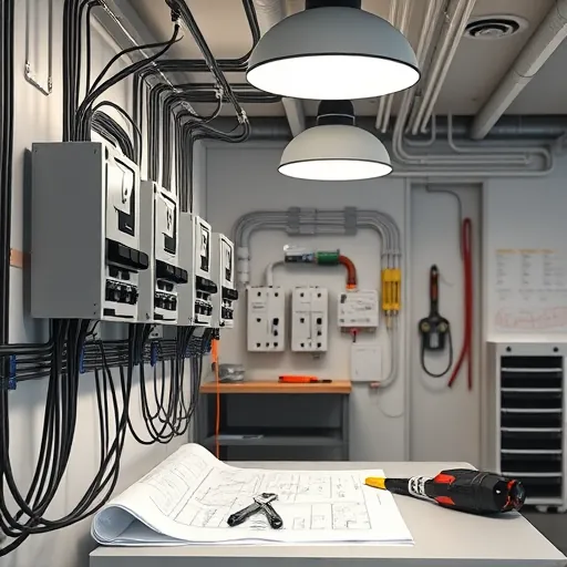Completed electrical installation in Mansfield TX with organized wiring, modern breakers, and elegant fixtures.