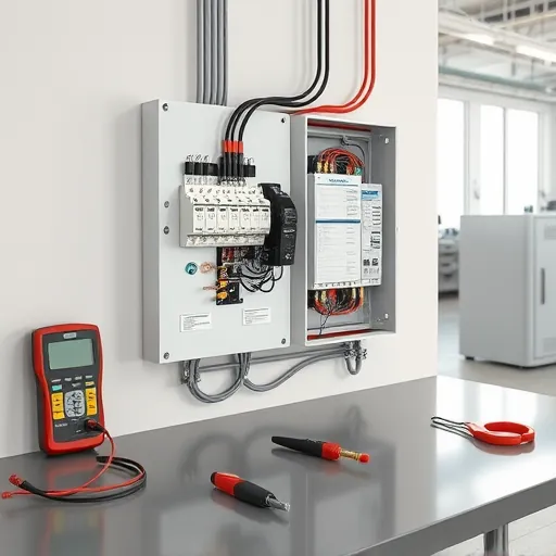 Completed electrical installation in Coppell TX featuring organized panel, labeled circuits, and professional tools.