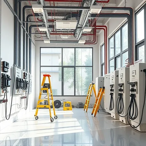 Completed electrical installation in Bedford TX featuring organized panels, light fixtures, and a clean workspace.