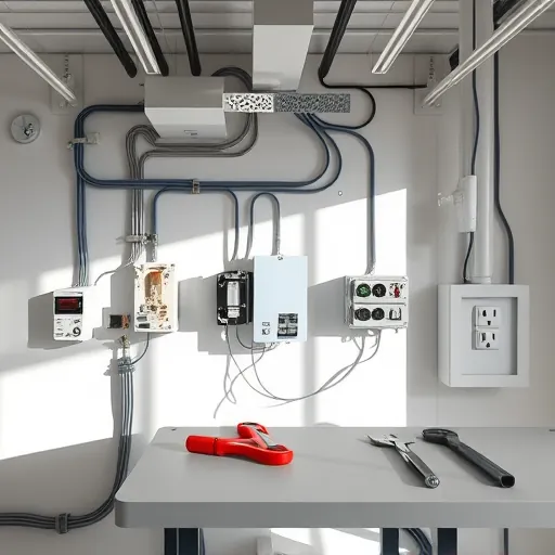 Completed electrical installation in Hurst TX featuring organized wiring, modern outlets, and polished panels in a spacious room.