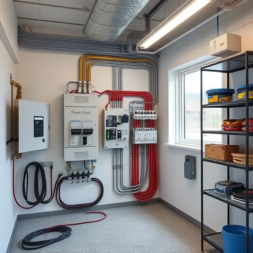 Completed electrical installation in Blue Mound TX with organized wiring, quality panels, and a professional workspace.