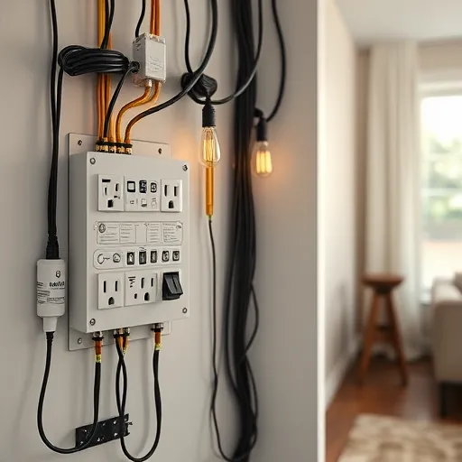 Completed electrical installation in Justin TX with organized wiring, labeled panel, and energy-efficient LED lighting.