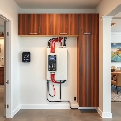 Modern residential electrical installation in Argyle TX features an elegant panel, sleek wiring, and stylish utility room design.