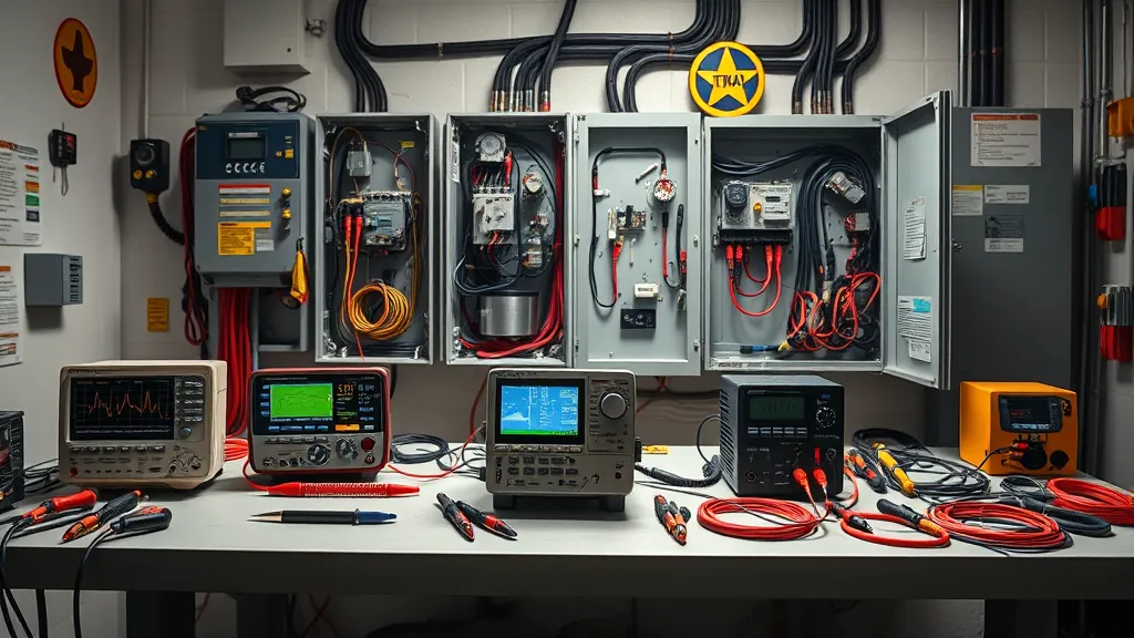 New high-quality circuit breaker installed in organized industrial electrical control panel with detailed wiring and metallic components