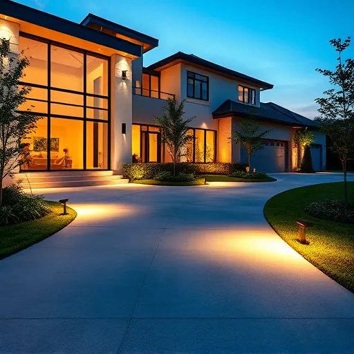 Completed outdoor lighting installation in Westlake TX illuminating a modern home with inviting warm light on pathways.