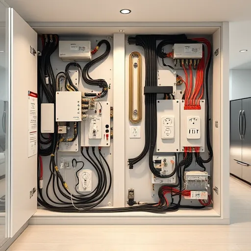 Completed electrical installation in Mansfield TX features organized control panel, modern switches, and a sleek living space.