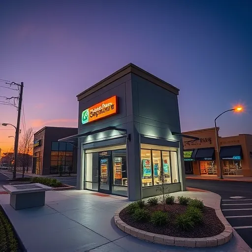 Perfectly installed LED lighting highlights modern storefront, architectural details, signage, and landscaping in Saginaw TX