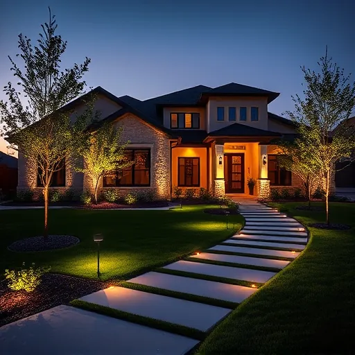 Professionally completed residential exterior lighting in Richland Hills TX highlighting architecture and landscape at dusk