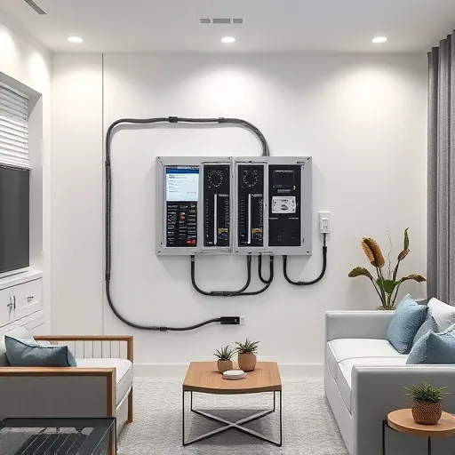 Modern residential electrical installation in Flower Mound TX featuring a sleek panel and organized circuits in a stylish space.