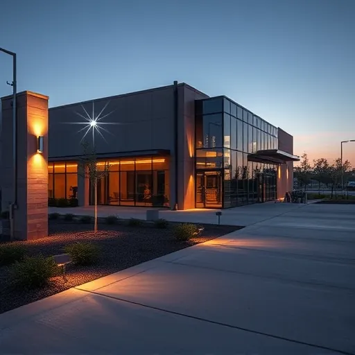Detailed lighting installation in Benbrook TX showcases modern LED fixtures on a commercial building with a polished appearance.