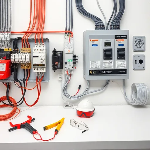 Completed electrical installation in Euless TX showcases organized workspace with circuit breakers and tools highlighting expert craftsmanship.