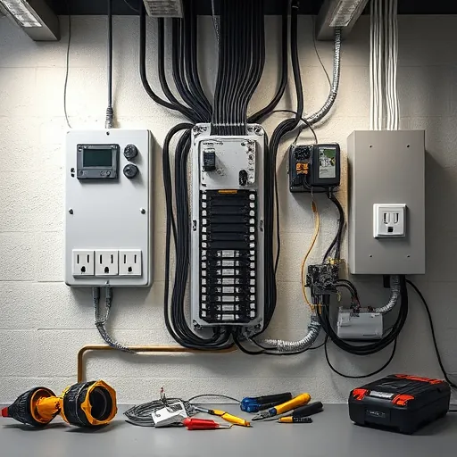 Completed electrical installation in Denton TX featuring organized circuit panels, polished finishes, and ambient lighting.