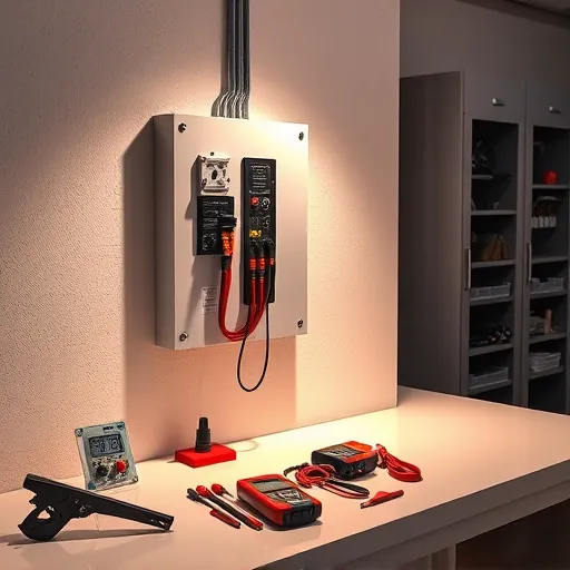 Completed electrical installation in Benbrook TX with a modern panel, organized tools, and professional ambiance.
