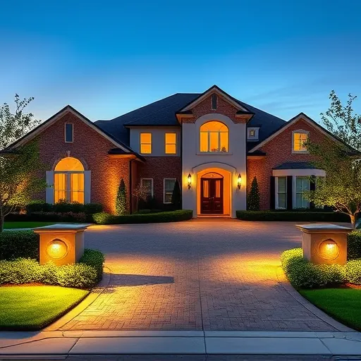 Professionally completed outdoor lighting installation in Southlake TX on an elegant modern home with lush landscaping.