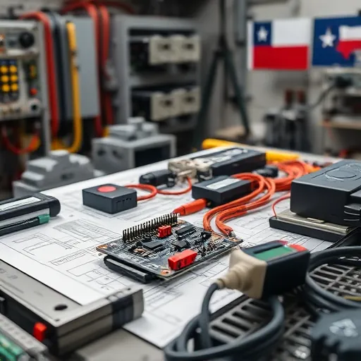 Newly installed modern breaker panel in Fort Worth TX with labeled circuits, organized wiring, clean metallic surface and professional setting