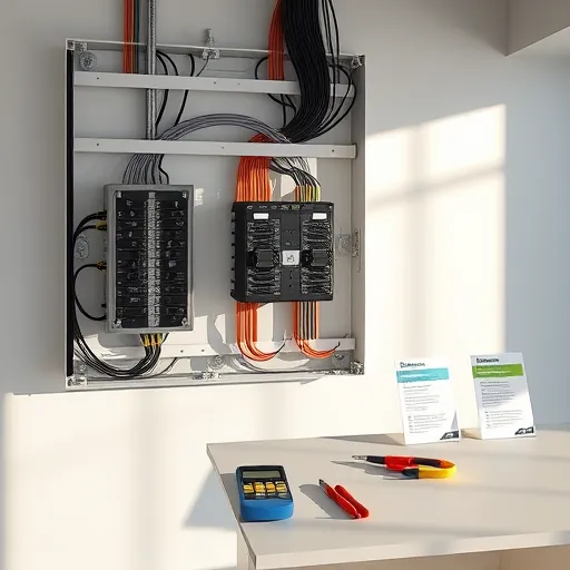 Complete electrical installation in Fort Worth TX featuring organized panel, neat wiring, and professional tools displayed.