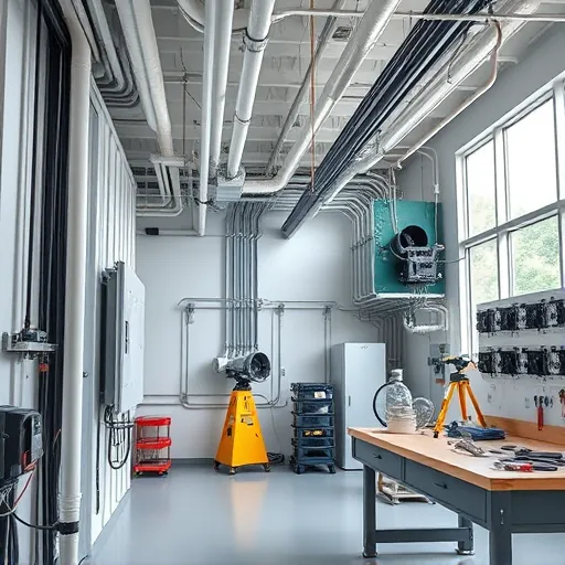 Completed electrical installation in a clean Joshua TX workshop with organized wiring and tools under natural light.