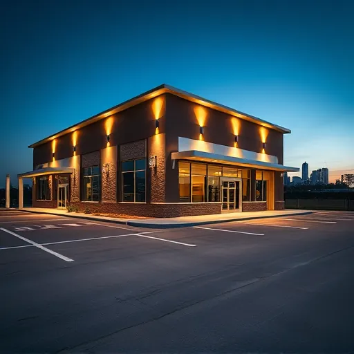 Completed outdoor commercial building lighting installation in Northlake TX highlighting modern design and energy-efficient LED lights