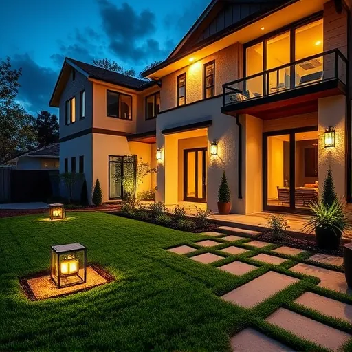 Lighting installation in Arlington TX illuminating modern home with LED fixtures, landscaping, and twilight glow