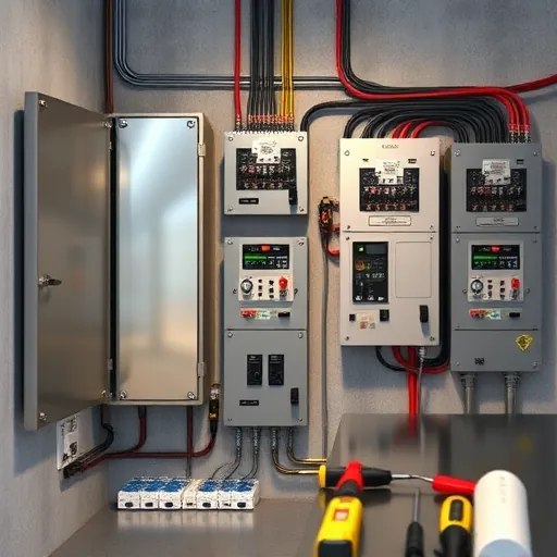 Completed electrical installation in Crowley TX featuring organized panels and tools in a modern utility room.