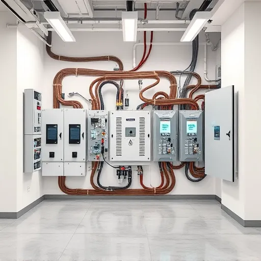 Modern electrical installation in Grand Prairie TX with organized panels, bright LED lights, and sleek design elements.
