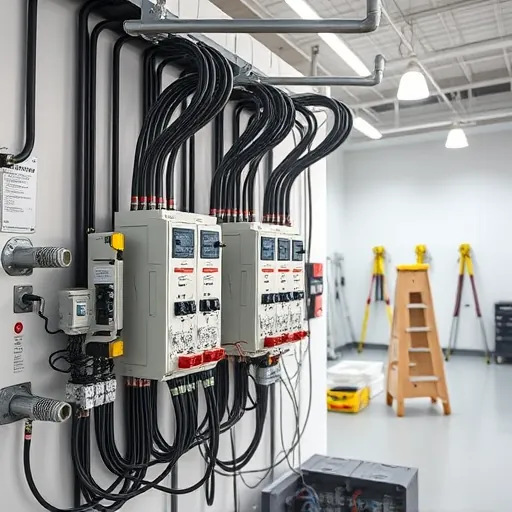 Completed electrical installation in Argyle TX featuring organized wiring, modern fixtures, and a clean workshop.