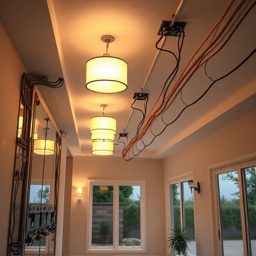 Completed electrical installation in modern home in The Colony TX, showcasing polished panels, organized wiring, and warm lighting.