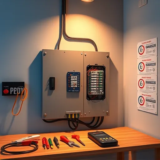 Completed electrical installation in Grapevine TX features a modern panel, organized tools, and safety certifications highlighting professionalism.
