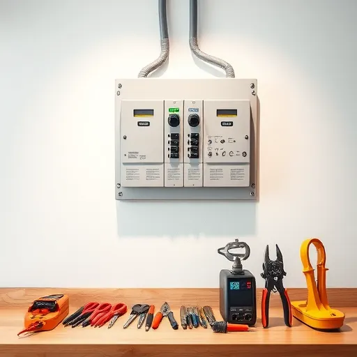 Completed electrical installation in Saginaw TX featuring a modern, organized panel and tidy workspace with tools.